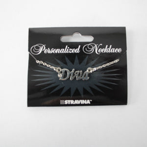 DIVA Name Silvertone Rhinestone 14.5" w 4.5" Multi Ring Ext Necklace