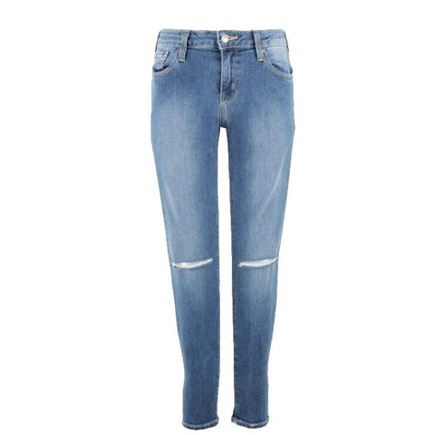 Just Black Sz 28 X 27 Blue Denim Distressed Skinny Cotton Blend Jean