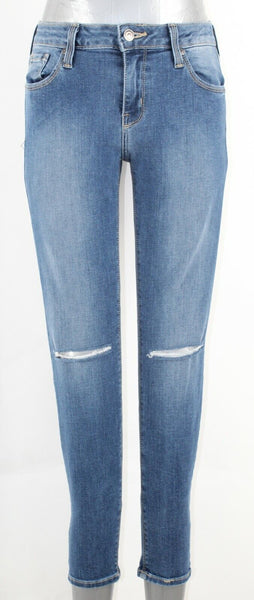 Just Black Sz 28 X 27 Blue Denim Distressed Skinny Cotton Blend Jean