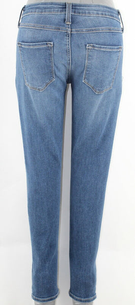 Just Black Sz 28 X 27 Blue Denim Distressed Skinny Cotton Blend Jean