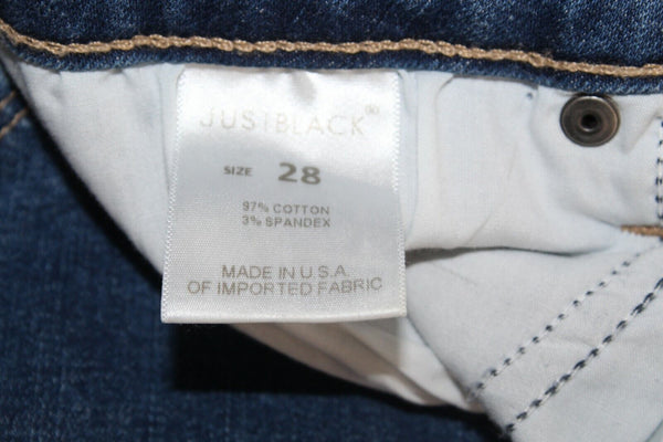 Just Black Sz 28 X 27 Blue Denim Distressed Skinny Cotton Blend Jean
