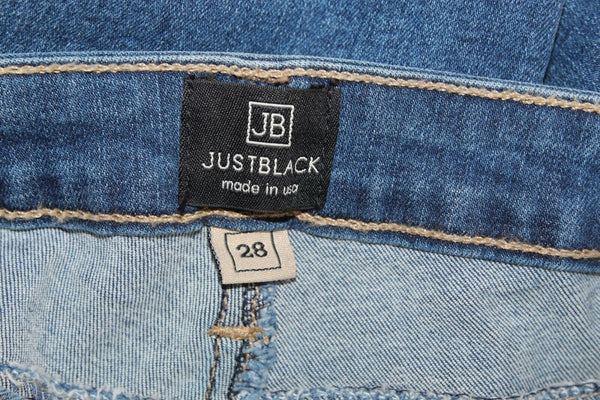 Just Black Sz 28 X 27 Blue Denim Distressed Skinny Cotton Blend Jean