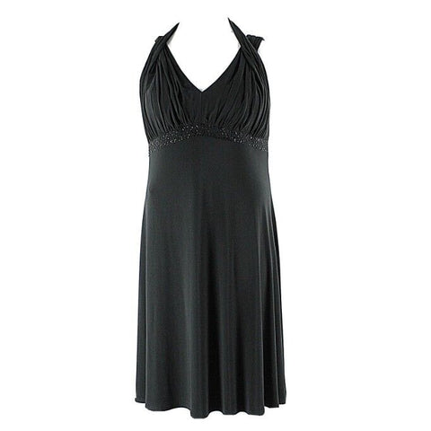 Scarlett Nite Size 14W Black Beaded Empire Polyester Spandex Jersey Dress