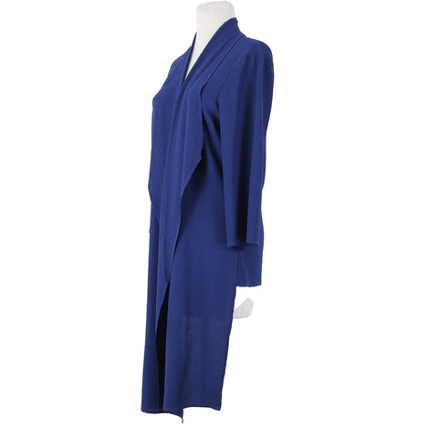 Chicos Travelers NEW $119 Sz 1 Dormant Blue Crushed 100% Poly Low High Jacket