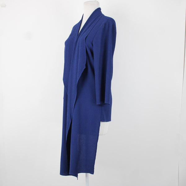 Chicos Travelers NEW $119 Sz 1 Dormant Blue Crushed 100% Poly Low High Jacket