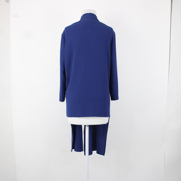 Chicos Travelers NEW $119 Sz 1 Dormant Blue Crushed 100% Poly Low High Jacket