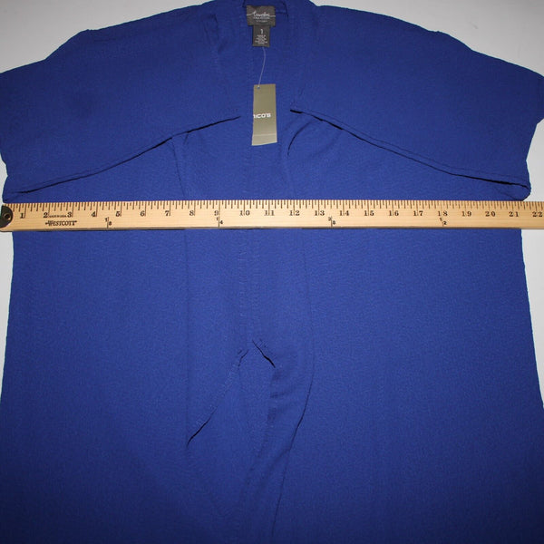 Chicos Travelers NEW $119 Sz 1 Dormant Blue Crushed 100% Poly Low High Jacket