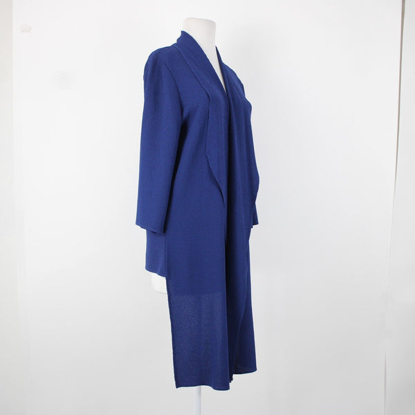 Chicos Travelers NEW $119 Sz 1 Dormant Blue Crushed 100% Poly Low High Jacket