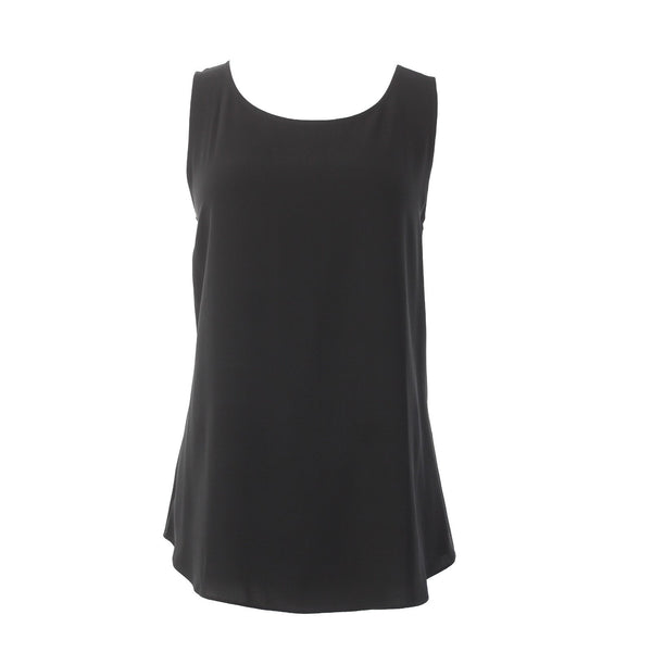 Eileen Fisher Top NEW Ballet Sz SP Black Round Neck 100% Silk Top