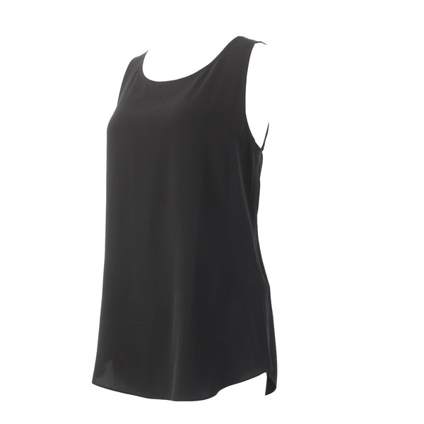 Eileen Fisher Top NEW Ballet Sz SP Black Round Neck 100% Silk Top