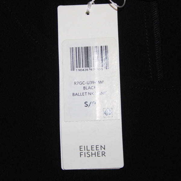 Eileen Fisher Top NEW Ballet Sz SP Black Round Neck 100% Silk Top