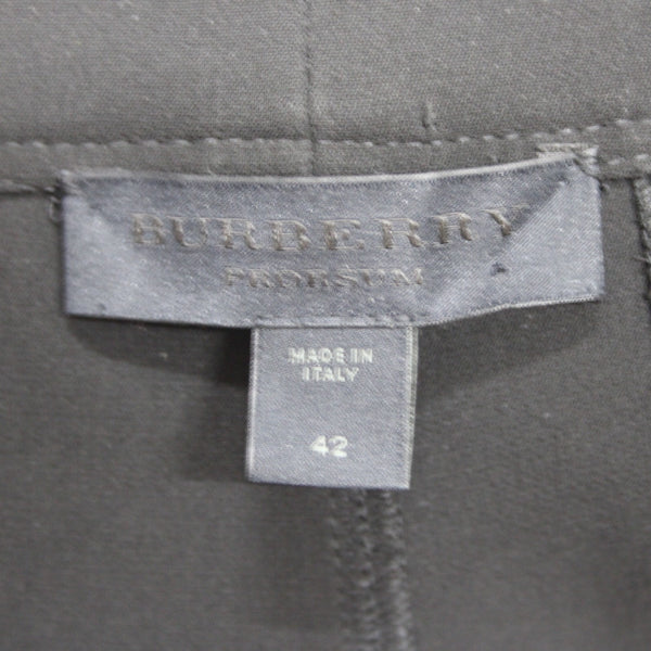 Burberry Pant Sz 42 x 30 Black Leather Zipper Detail Acetate Polyester Pant