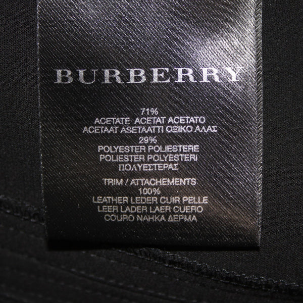Burberry Pant Sz 42 x 30 Black Leather Zipper Detail Acetate Polyester Pant
