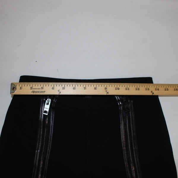 Burberry Pant Sz 42 x 30 Black Leather Zipper Detail Acetate Polyester Pant