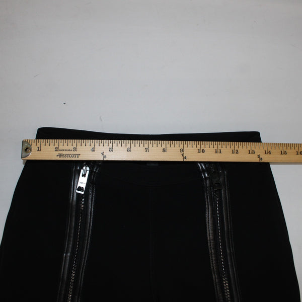 Burberry Pant Sz 42 x 30 Black Leather Zipper Detail Acetate Polyester Pant