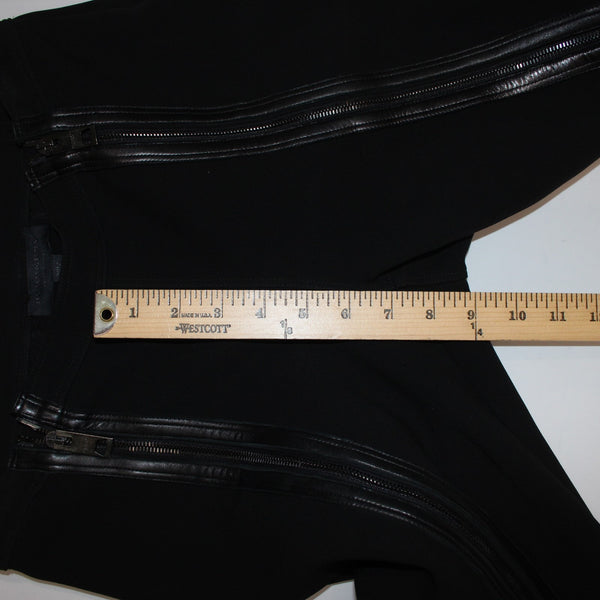 Burberry Pant Sz 42 x 30 Black Leather Zipper Detail Acetate Polyester Pant