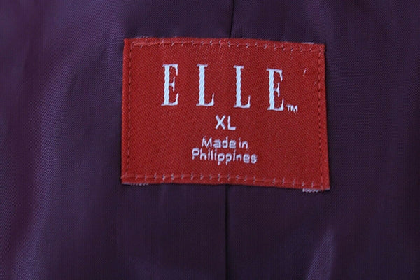 Elle Sz XL Burgundy Black Polka Dot Pleated Peplum Ruch Sleeve Poly Jacket