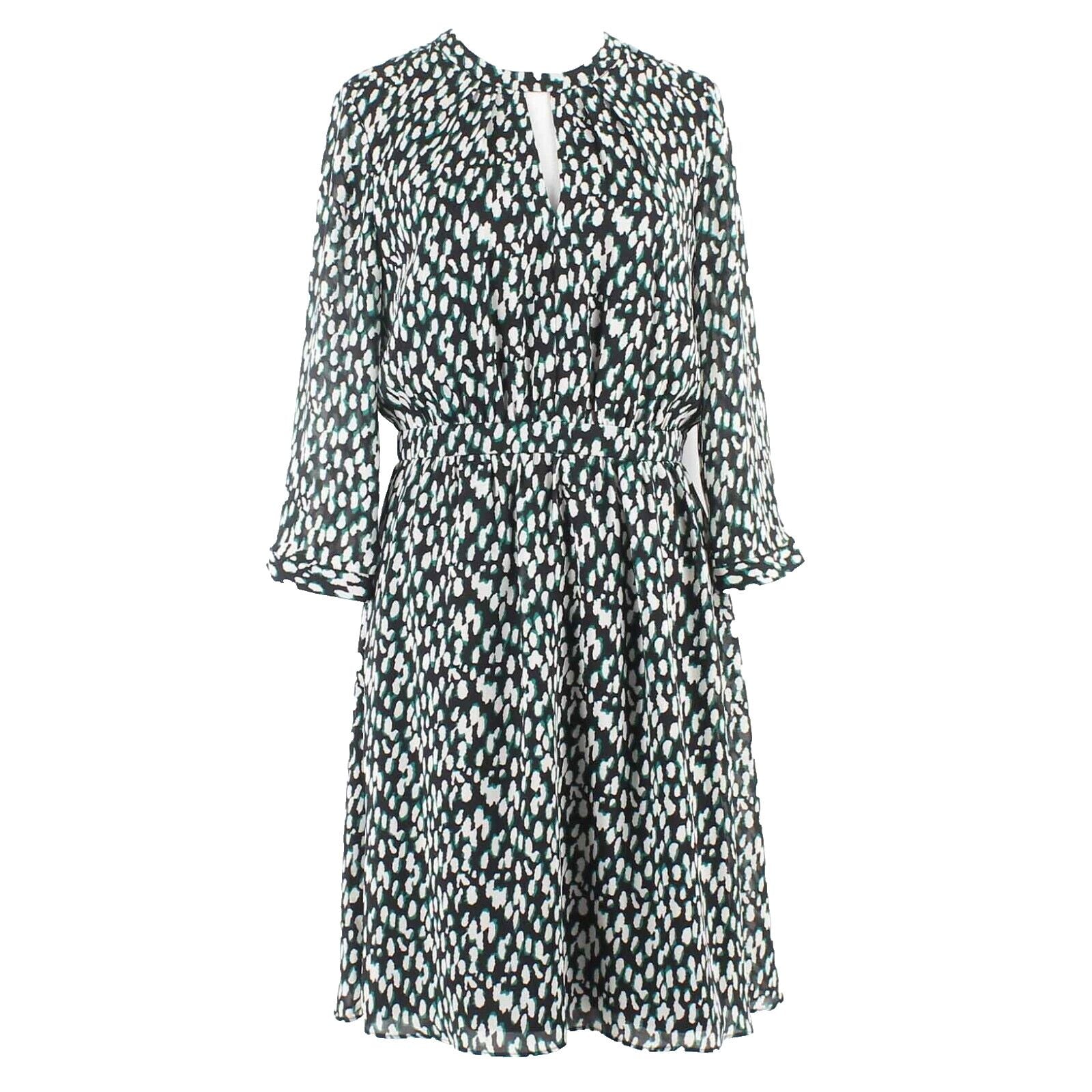 Banana Republic NEW $128 Sz 4 Black Green Multi Lined 100% Polyester Dress