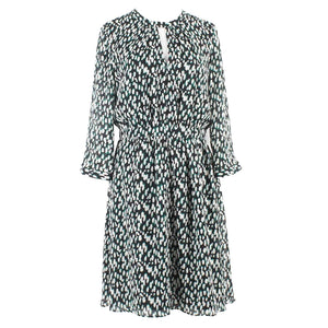 Banana Republic NEW $128 Sz 4 Black Green Multi Lined 100% Polyester Dress
