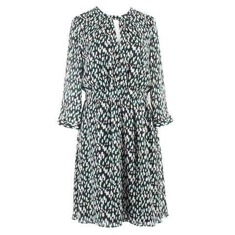 Banana Republic NEW $128 Sz 4 Black Green Multi Lined 100% Polyester Dress