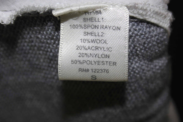 Wells Grace Sz S Grey White Crewneck Sheer Ruffle Rayon Wool Poly Blend Top