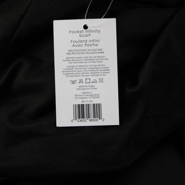 Beyond Yoga NEW 32 x 14 Black Zip Pocket Polyester Elastane Infinity Scarf