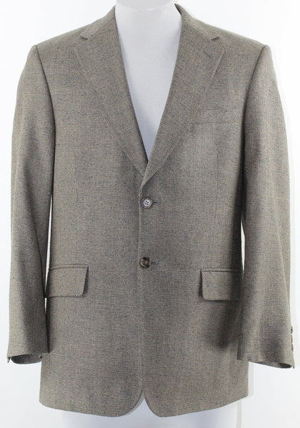 Taylor Henry Tailored 40R Olive Blue 100% Silk Acetate Lined Blazer Jacket