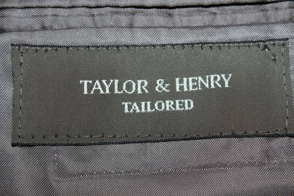 Taylor Henry Tailored 40R Olive Blue 100% Silk Acetate Lined Blazer Jacket