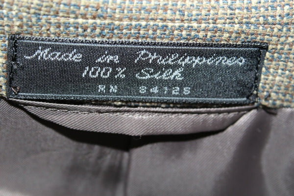 Taylor Henry Tailored 40R Olive Blue 100% Silk Acetate Lined Blazer Jacket
