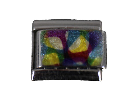 Re Florence "Multicolor" Stainless Steel Gold Enamel Stretch Link Italian Charm
