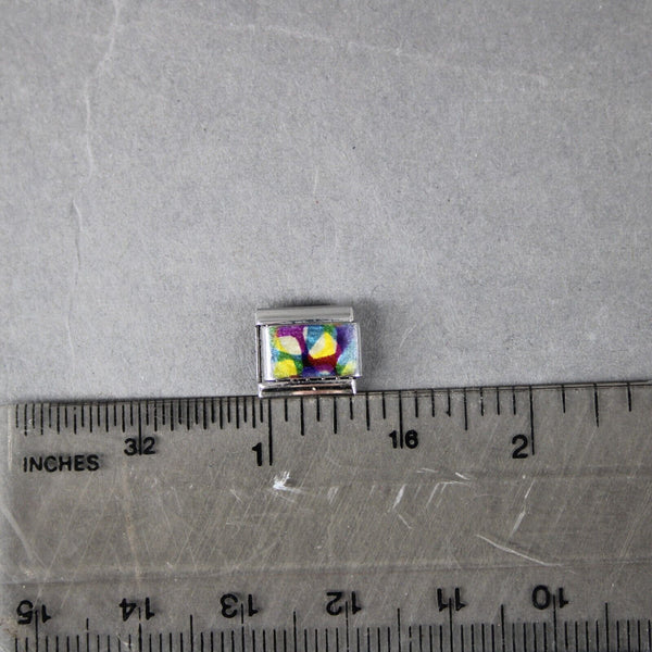 Re Florence "Multicolor" Stainless Steel Gold Enamel Stretch Link Italian Charm