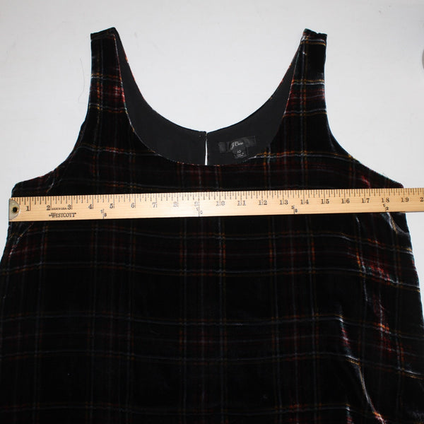 J Crew Top NEW $80 Sz 10 Black Multi Color Velour Velvet Plaid 100% Poly Top