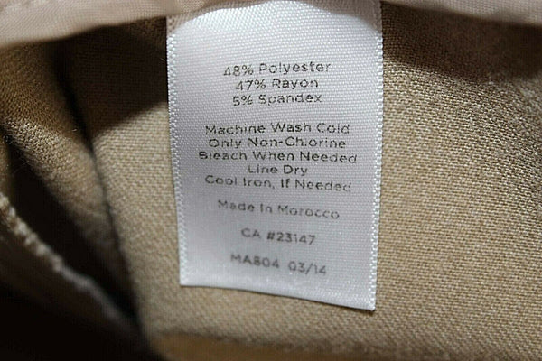 Talbots Sz 8 x 30 Tan Heritage Poly Rayon Spandex Trouser Pant