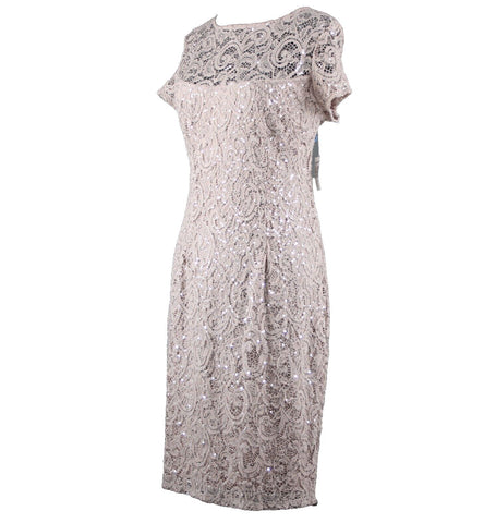 Dress Barn NEW Sz 10 Mauve Lavender Silver Sequin Lined Eyelets Nylon Dress