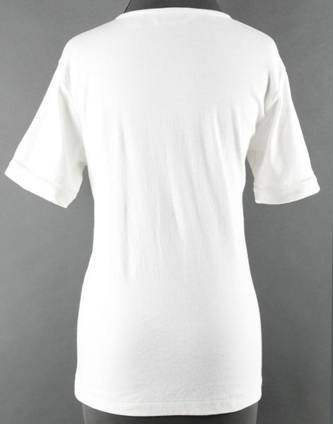 David Smith NEW $52 Sz S White Button Neck Cotton Polyester Knit Top