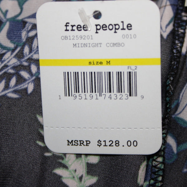 Free People NEW $128 Midnight Combo Sz M Black Multi Lace Floral Poly Jumpsuit