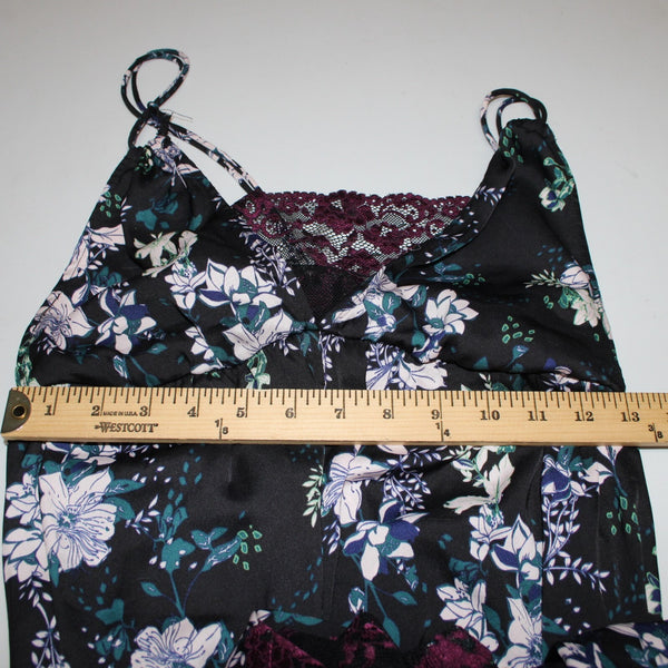 Free People NEW $128 Midnight Combo Sz M Black Multi Lace Floral Poly Jumpsuit