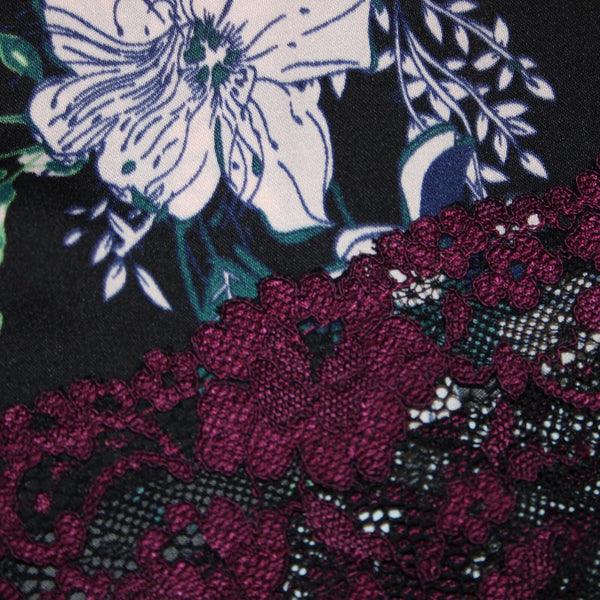 Free People NEW $128 Midnight Combo Sz M Black Multi Lace Floral Poly Jumpsuit