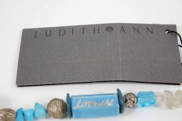 Judith Ann NEW 28" Silvertone Blue Aqua Mixed Beads Single Strand Necklace