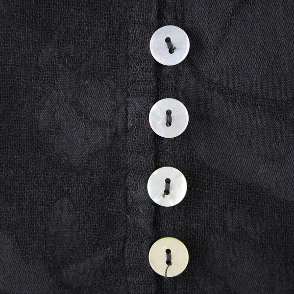 Tregene NEW $177 Sz S Black Lace Eyelet Button Down V Neck Cotton Linen Top