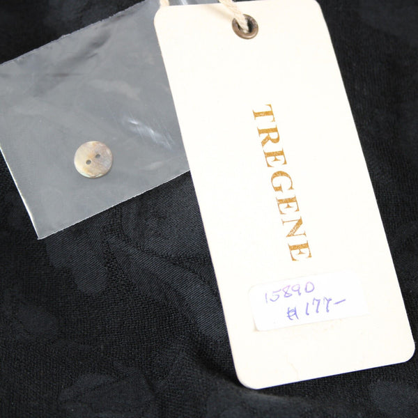 Tregene NEW $177 Sz S Black Lace Eyelet Button Down V Neck Cotton Linen Top