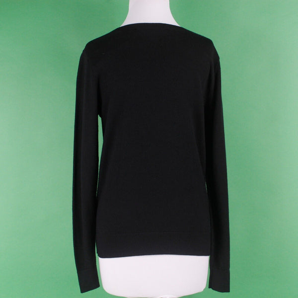 French Connection NEW $138 Sz S Black Silver Stones Beads Cotton Blend Sweater