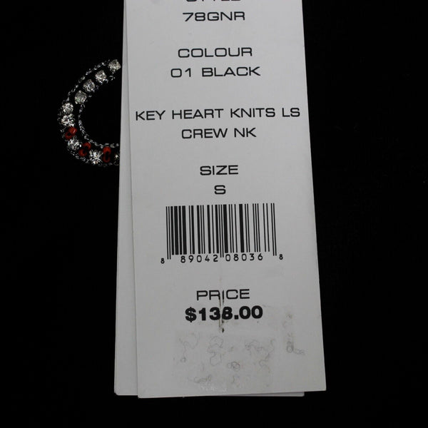 French Connection NEW $138 Sz S Black Silver Stones Beads Cotton Blend Sweater