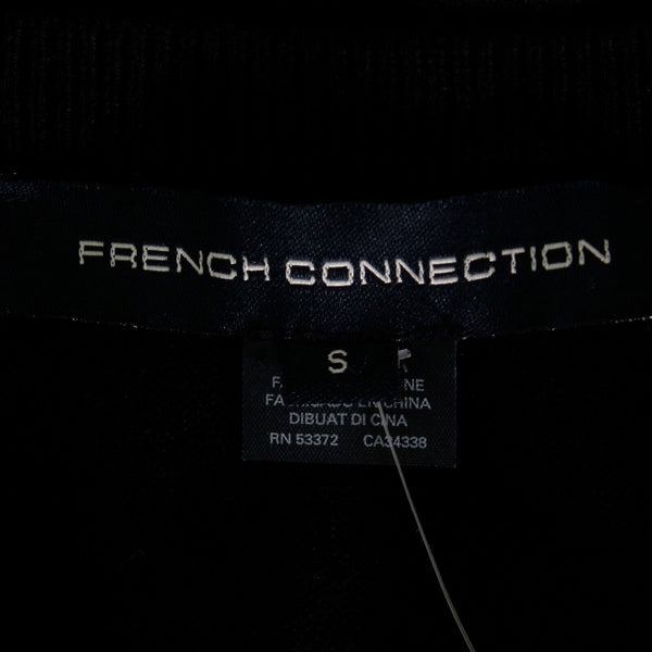 French Connection NEW $138 Sz S Black Silver Stones Beads Cotton Blend Sweater