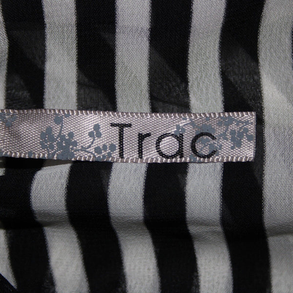 Trac NEW $35 Beatlejuice Sz L Black White Sheer Striped 100% Polyester Tank Top
