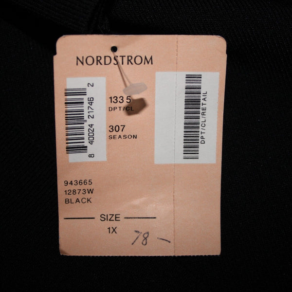 Cyrus NEW $78 Sz 1X Black Keyhole V Neck 3/4 Sleeve Nylon Rayon Top