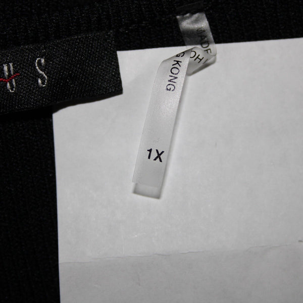 Cyrus NEW $78 Sz 1X Black Keyhole V Neck 3/4 Sleeve Nylon Rayon Top