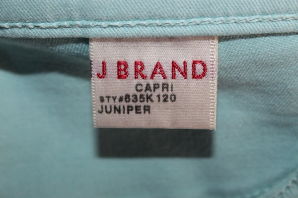 J Brand Sz 29 x 25 Juniper Mint Green Cotton Lycra Capri Pant