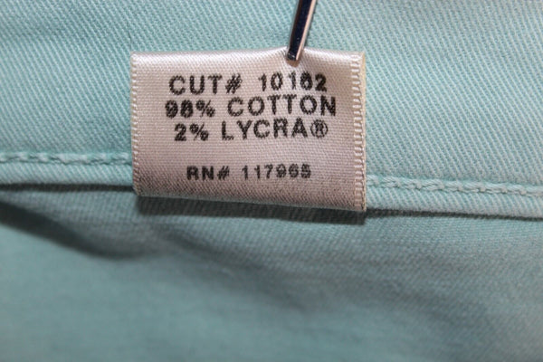 J Brand Sz 29 x 25 Juniper Mint Green Cotton Lycra Capri Pant