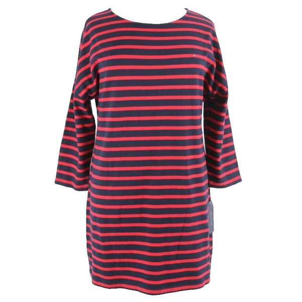 Tommy Hilfiger NEW $80 Sz XL Red Navy Green Striped 100% Cotton Dress